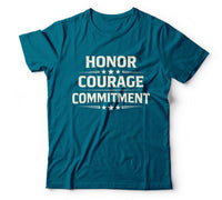 Honor courage commitment teal